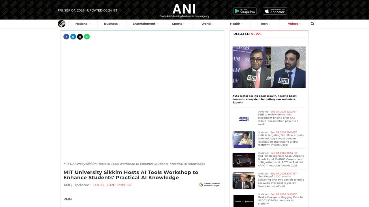 MIT University Sikkim Hosts AI Tools Workshop to Enhance Students' Practical AI Knowledge